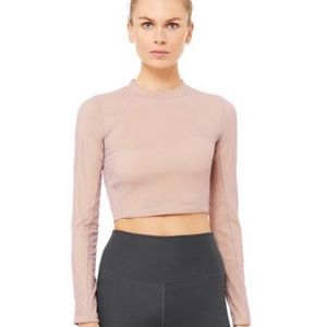 ALO Yoga | Tops | Alo Pink Vision Long Sleeve Mesh Crop Top Size Small |  Poshmark